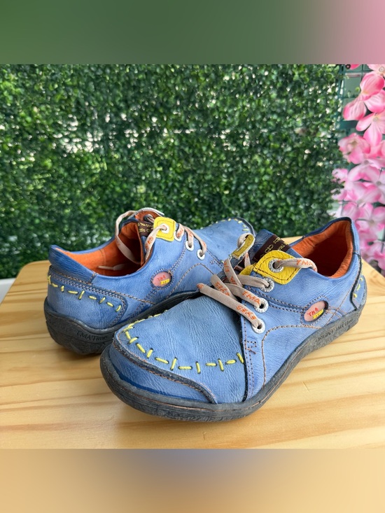 Tma Eyes Shoes - TMA Eyes Women’s 9 EU 39 Blue Leather Shoes Lace Up Comfort Hand Stitched
